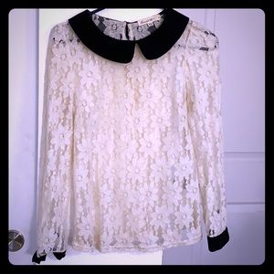 Sheer lace Peter Pan shirt